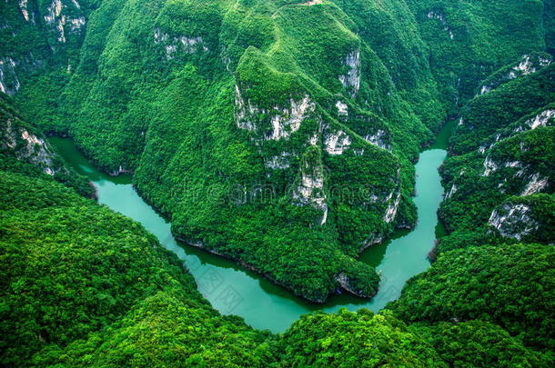 重庆云阳龙潭国家地质公园深河峡谷河流