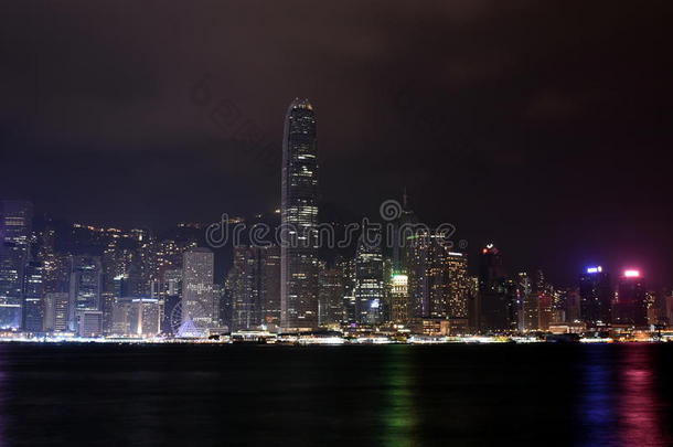 美丽的香港岛天际线夜景