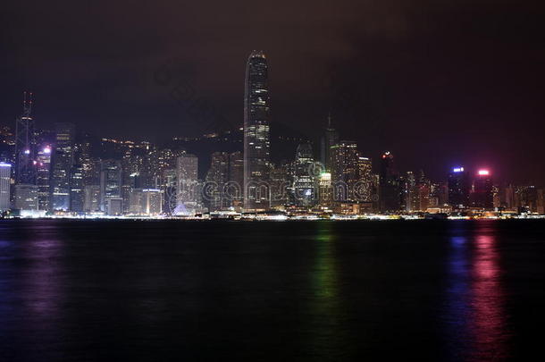 美丽的香港岛天际线夜景