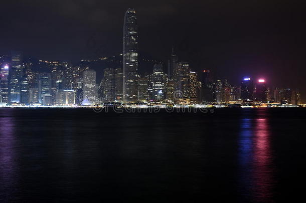 美丽的<strong>香港岛</strong>天际线夜景