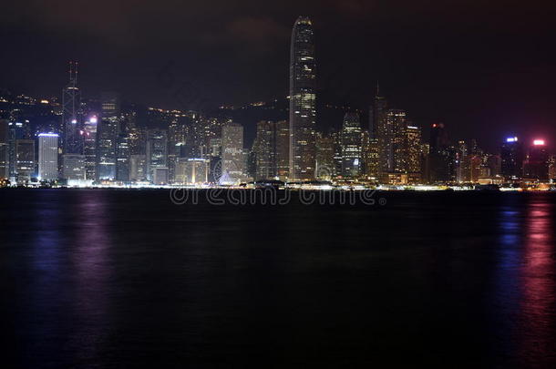 美丽的香港岛天际线夜景