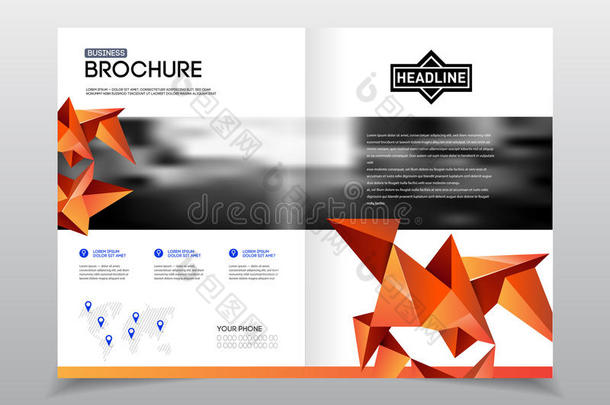 抽象商业传单设计矢量模板在A4大小。 文件或书籍封面。 附有照片和文字的年度报告。 很简单