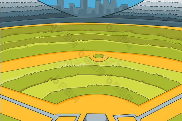 棒球场的卡通背景。