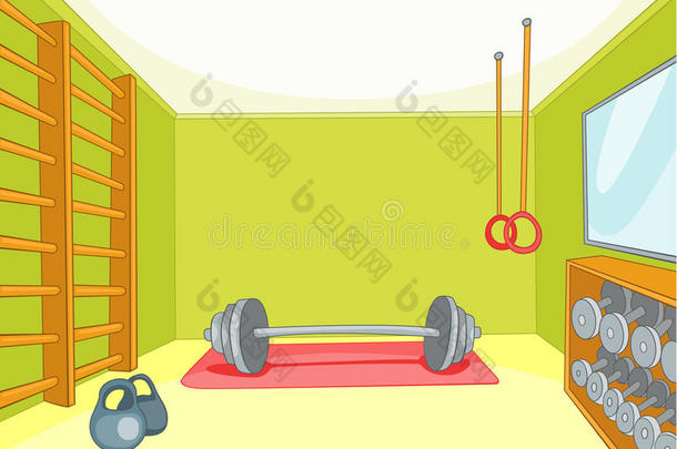 健身房的卡通背景。