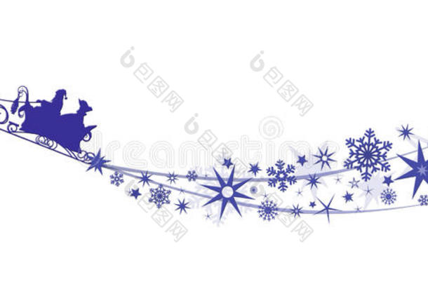 圣诞装饰-圣诞老人与驯鹿雪橇，星星，雪花