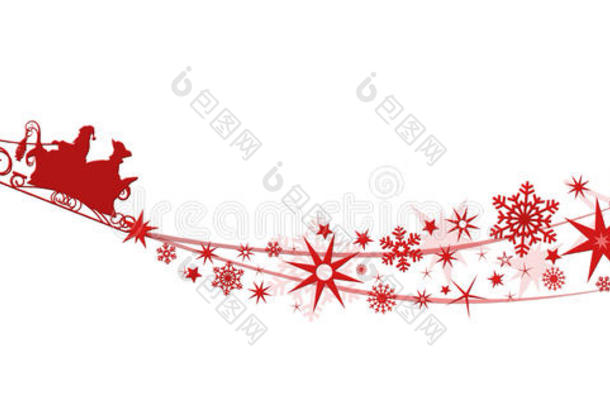 圣诞装饰-圣诞老人与驯鹿雪橇，星星，雪花