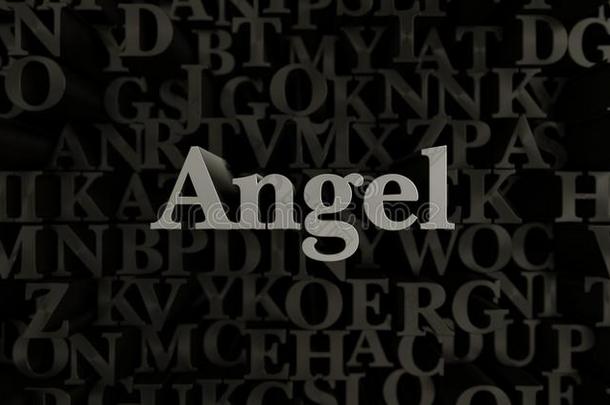 天使-3d渲染金属排版标题插图