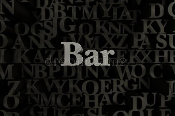 酒吧-3D渲染金属排版标题插图