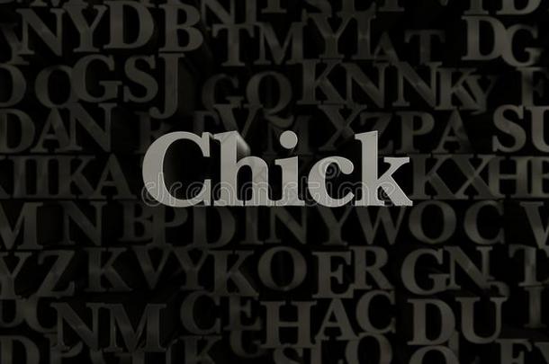 鸡-三维渲染金属字体标题插图