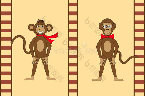生日卡和一只猴子在EPS10英寸