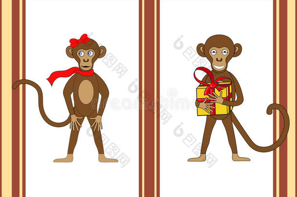 生日卡和一只猴子在EPS10英寸