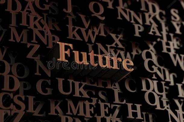 未来-木制3D渲染字母/消息