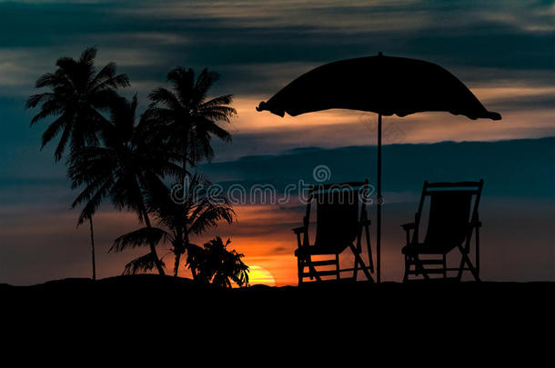 日落海滩风景图