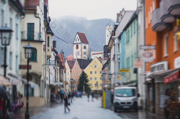 美丽充满活力的五彩市中心的街<strong>道图片</strong>在福森，拜仁，巴伐利亚，德国