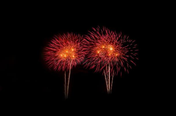 五颜六色的烟花在黑暗的天空，显示在一个庆祝活动
