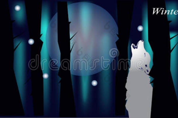 facebook的横幅覆盖着夜森林狼和月亮
