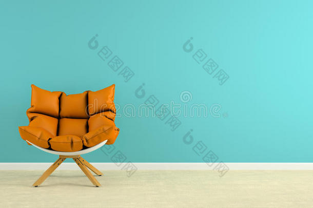 <strong>三维</strong>扶手椅背景蓝色地毯