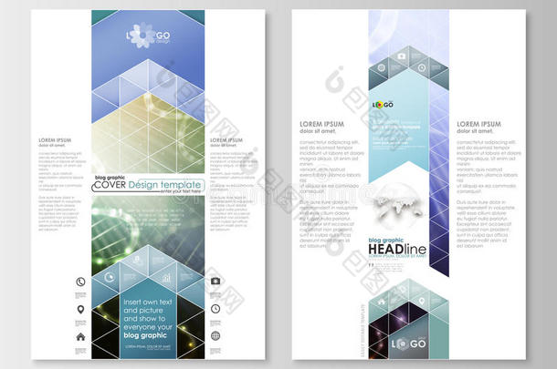 博客图形业务模板。 页面网站设计模板，易于编辑，抽象平面布局。 DNA分子
