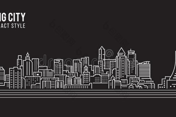 城市景观建筑线条艺术矢量插图设计-贵阳城市