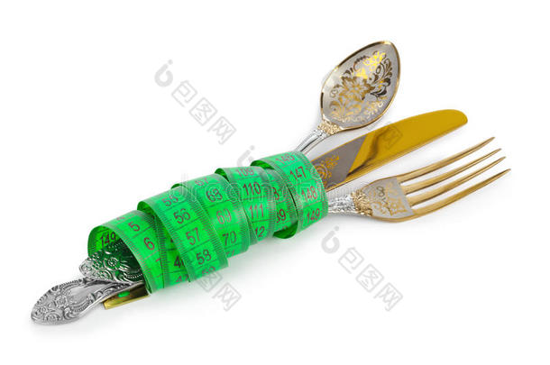 叉子勺刀和测量带
