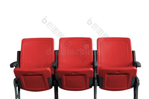 空剧院礼堂或电影院，有三个红色座位