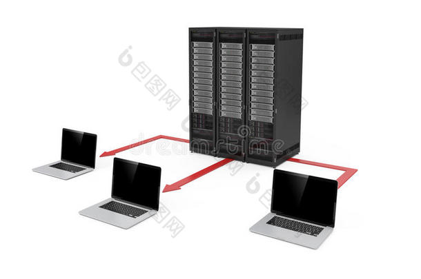 三维服务器数据中心和笔记本电脑网络
