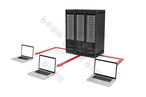 三维服务器数据中心和笔记本电脑网络