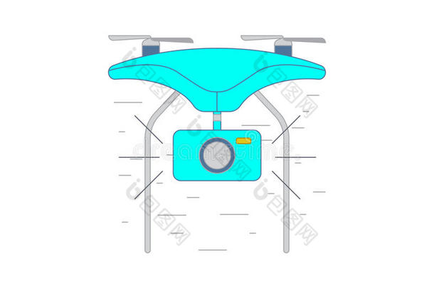 无人机与照片相机矢量图标或插图的轮廓风格