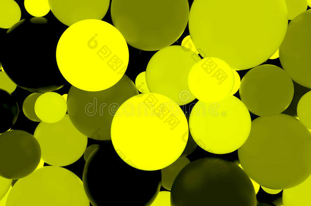 摘要背景。 荧光黄色发光球。 主题派对。
