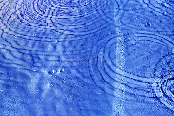 蓝色的水波和涟漪，圆形的水波
