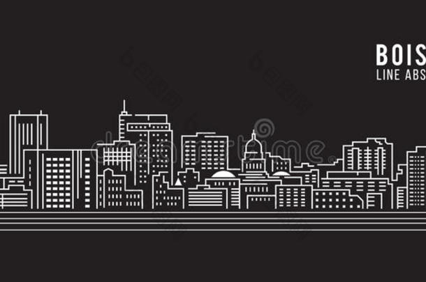 城市<strong>景观建筑</strong>线艺术矢量插图设计-博伊西市