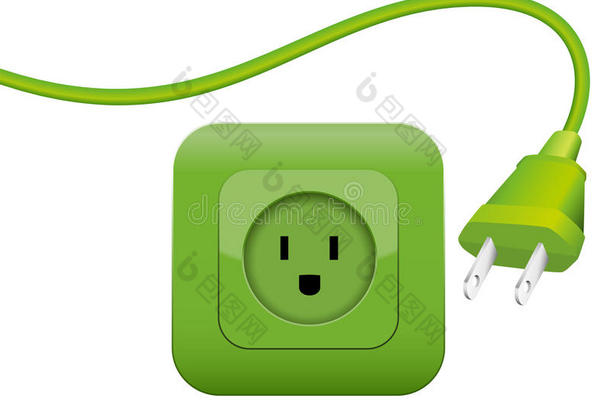 绿色能源电源插头插座