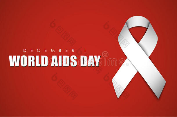 背景与白色丝带为世界艾滋病日