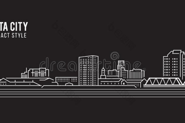 城市<strong>景观建筑</strong>线艺术矢量插图设计-奥古斯塔市