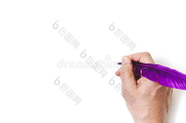 手写，白色背景上的紫色钢笔