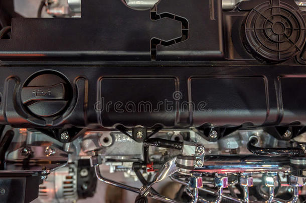 柴油卡车发动机的特写镜头