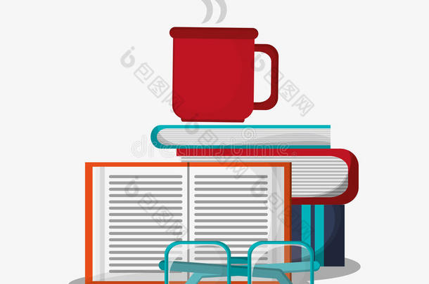 咖啡杯和书籍设计