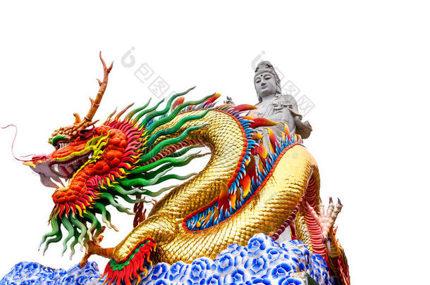 观音佛像和中国寺庙上的中国龙像