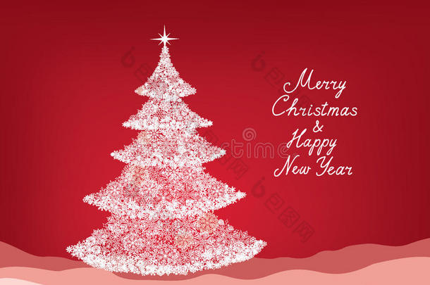 圣诞背景与新年树，雪，<strong>手写字体</strong>