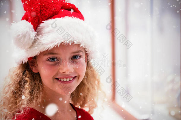 圣诞服装女孩肖像的复合图像