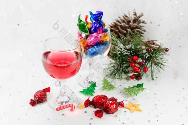 圣诞派对庆祝<strong>活动</strong>有酒和糖果和<strong>节日</strong>