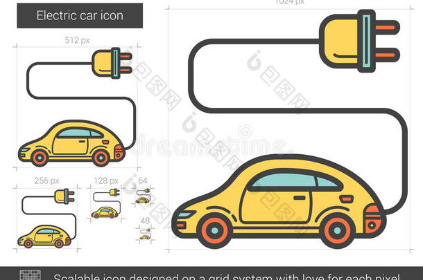 电动汽车线路图标。