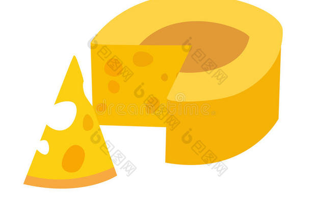 奶酪矢量插图。 黄色奶酪图标。 一块奶酪