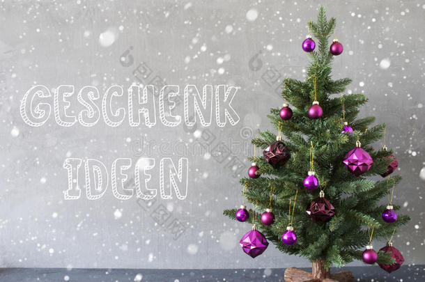 圣诞树，雪花，水泥墙，geschenk ideen的意思是礼物的想法