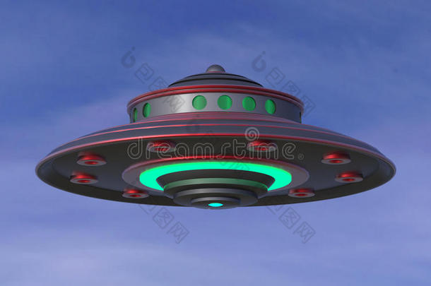 三维<strong>UFO</strong>外星宇宙飞船。 入侵概念。