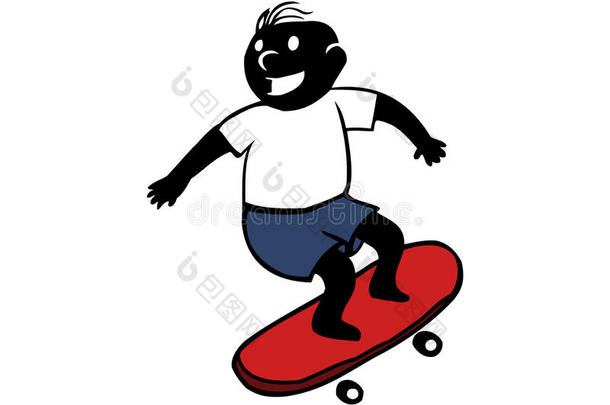 玩滑板的男孩