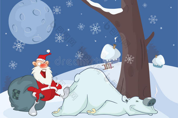 圣诞老人和北极熊的冒险。 你设计的漫画。