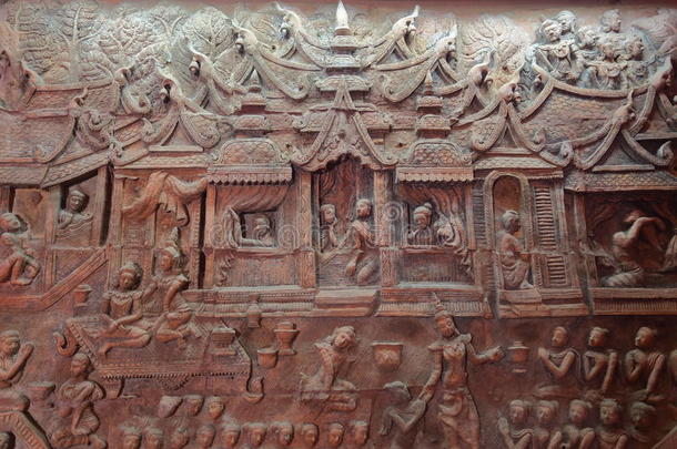 在苏顿·蒙科尔·基里寺的瓦夫拉的木头上雕刻图片