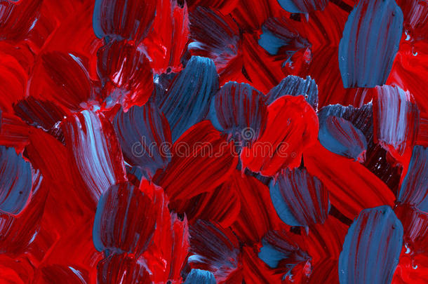 红色和蓝色的抽象无缝油漆图案。