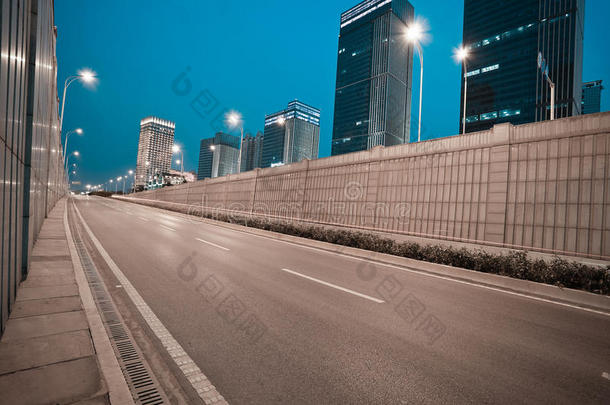 城市建筑街道场景和夜景道路隧道